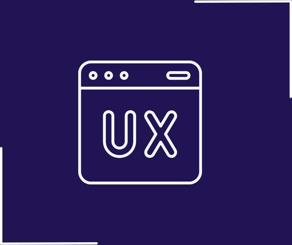 An minimalist design that features the text "UX" on a deep purple background. This is one of the top website trends in 2025.